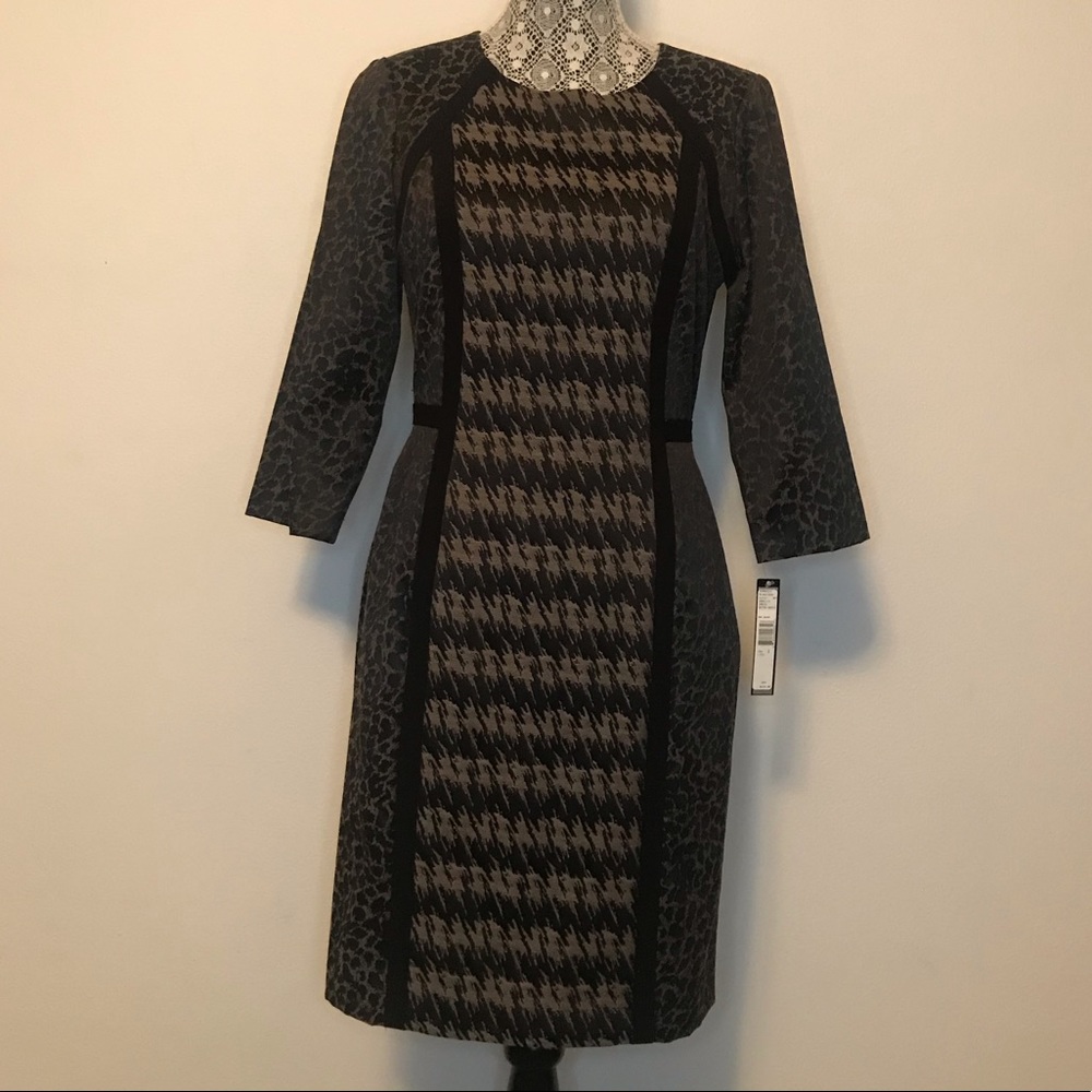 NWT Tahari ASL Animal Print Long Sleeve Dress